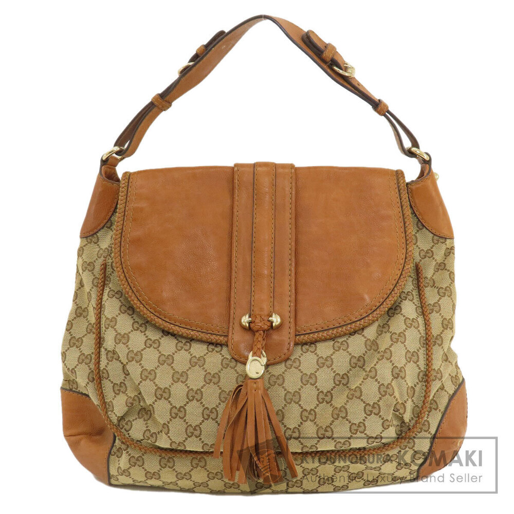 Gucci One Shoulder Hobo Marrakech GG Charm GG Shoulder Bag Leather Canvas